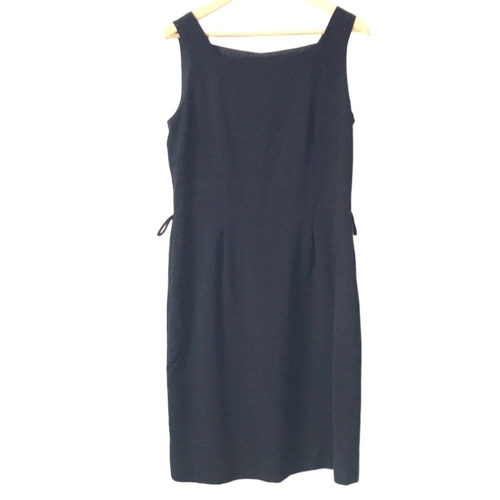Vintage Joseph Ribkoff black sleeveless square neck midi classic dress 12
